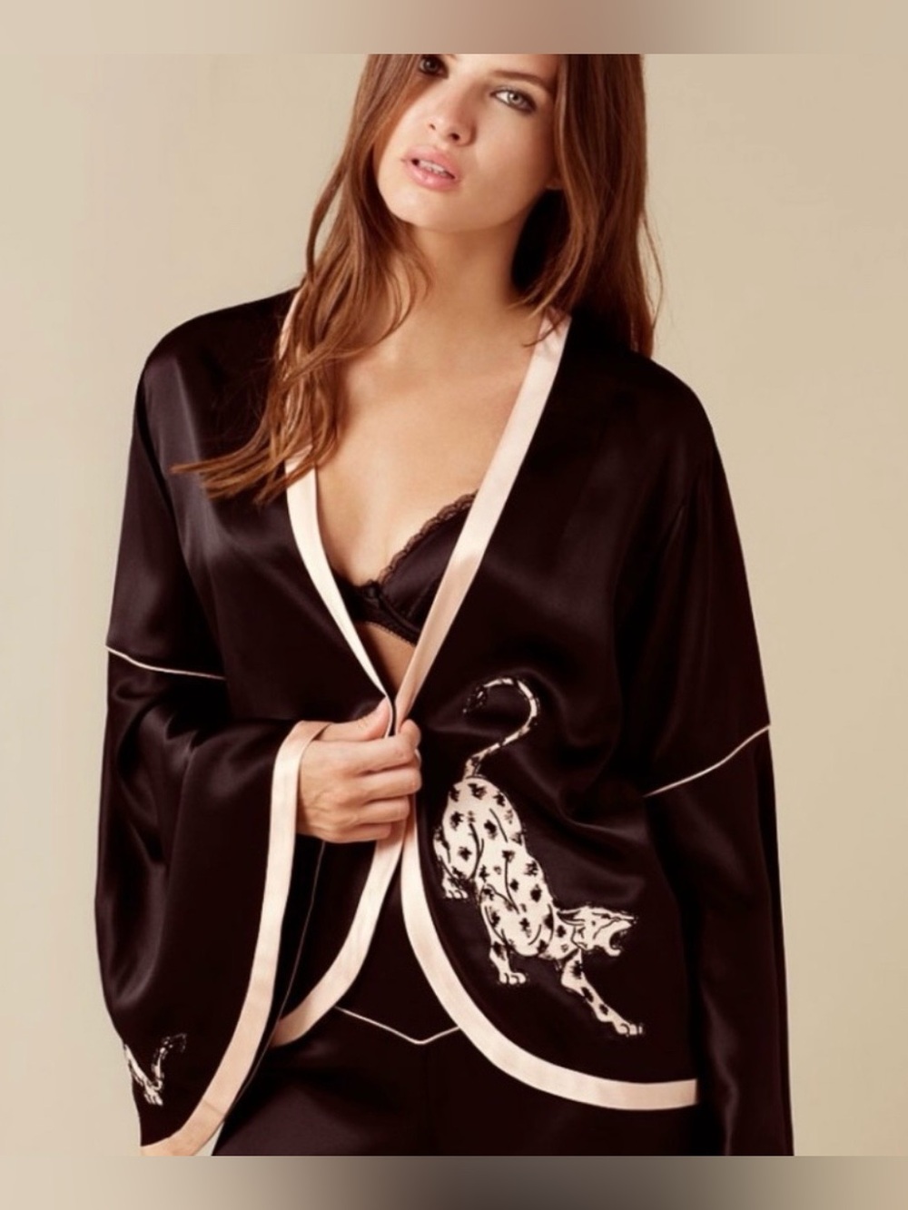 AGENT PROVOCATEUR Selene Black Silk Jacket - Size M - MINT Cond - Worn Once!!!